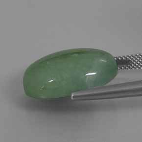21.62캐럿 천연 그린 경옥, 타원형 컷, 19.4×15.8 mm, 불투명체