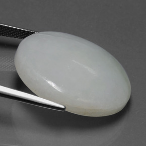 35.04캐럿 천연 녹색 비취, 타원형, 투명한