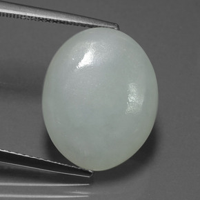 10.46캐럿 천연 라이트 그레이 그린 경옥, 타원형 컷, 17×13.6 mm, 투명한