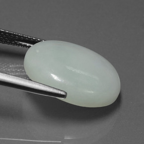 10.46캐럿 천연 라이트 그레이 그린 경옥, 타원형 컷, 17×13.6 mm, 투명한