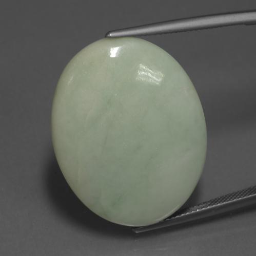 42.37캐럿 천연 회색 녹색 경옥, 타원형 컷, 28.6×22.5 mm, 불투명체