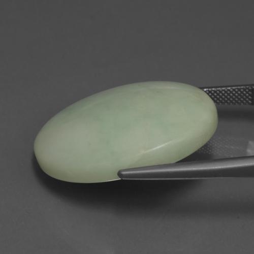 42.37캐럿 천연 회색 녹색 경옥, 타원형 컷, 28.6×22.5 mm, 불투명체