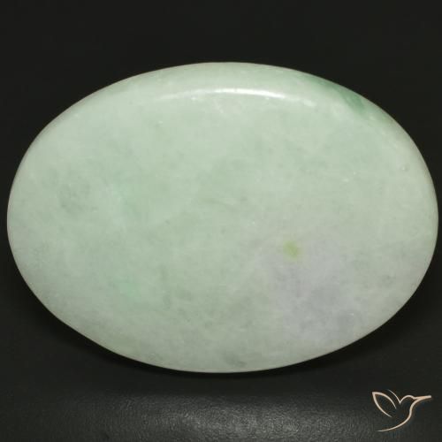 35.14캐럿 천연 회녹색 경옥, 타원형 컷, 28.5×22.1 mm, 투명한