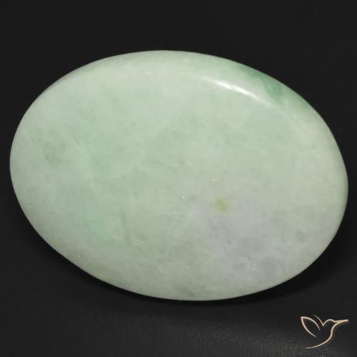 35.14캐럿 천연 회녹색 경옥, 타원형 컷, 28.5×22.1 mm, 투명한
