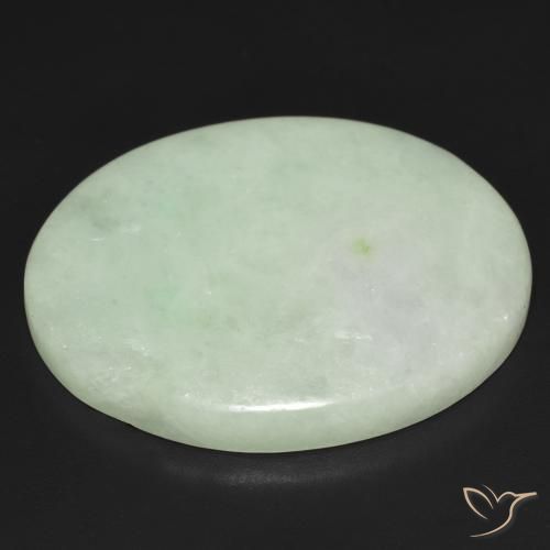 35.14캐럿 천연 회녹색 경옥, 타원형 컷, 28.5×22.1 mm, 투명한