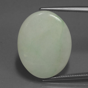 23.36캐럿 천연 모시 그린 경옥, 타원형 컷, 24.9×19.4 mm, 투명한
