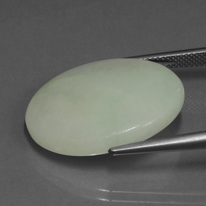 23.36캐럿 천연 모시 그린 경옥, 타원형 컷, 24.9×19.4 mm, 투명한