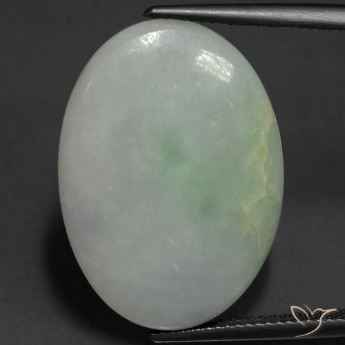 22.43ct 자연스러운 회색 녹색 비취, 타원형, 투명한