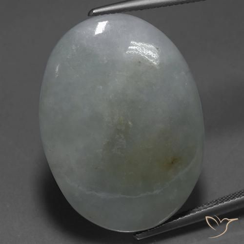 40.64ct 자연스러운 미디엄 그린 비취, 타원형, 투명한