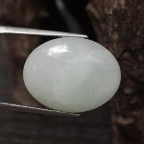 16.87캐럿 천연 녹빛 화이트 경옥, 타원형 컷, 21.9×17 mm, 투명한
