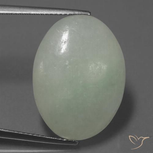 20.36ct 자연스러운 회색 녹색 비취, 타원형, 투명한