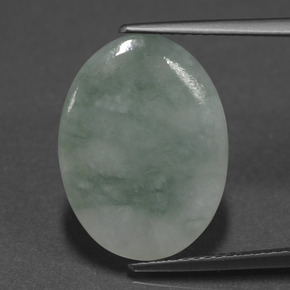 6.02캐럿 천연 그린 경옥, 타원형 컷, 17.7×13.1 mm, 투명한
