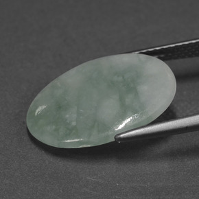 6.02캐럿 천연 그린 경옥, 타원형 컷, 17.7×13.1 mm, 투명한