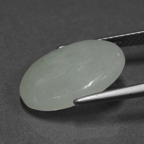 6.67캐럿 천연 그린 경옥, 타원형 컷, 16.1×12.6 mm, 투명한