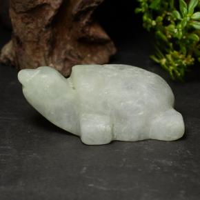 76.06캐럿 천연 미디엄 그린 경옥, 멋진 모양, 34.5×20.6 mm, 불투명체