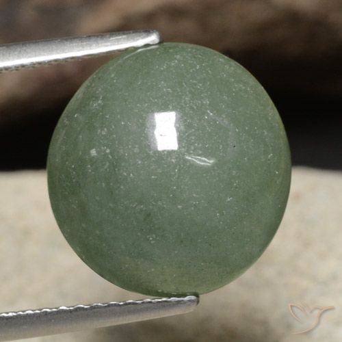 7.91ct 자연스러운 미디엄 그린 비취, 둥근, 투명한