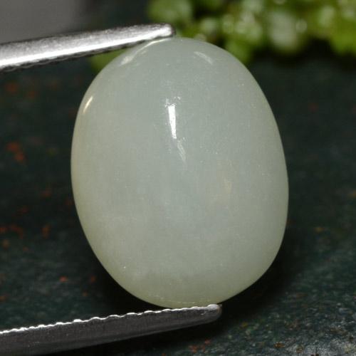 7.11캐럿 천연 녹빛 화이트 경옥, 타원형 컷, 13×10.1 mm, 투명한