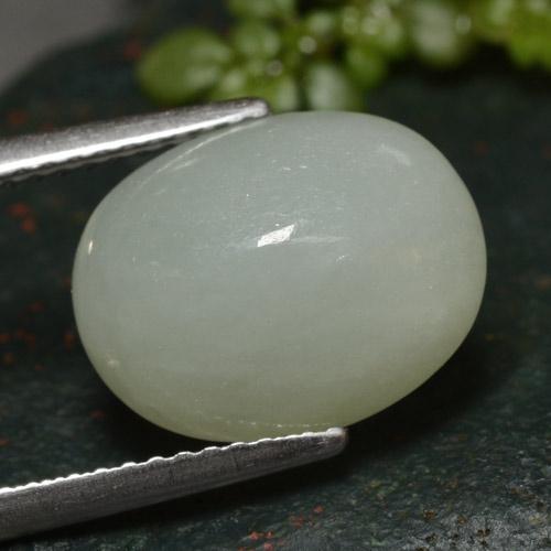 7.11캐럿 천연 녹빛 화이트 경옥, 타원형 컷, 13×10.1 mm, 투명한