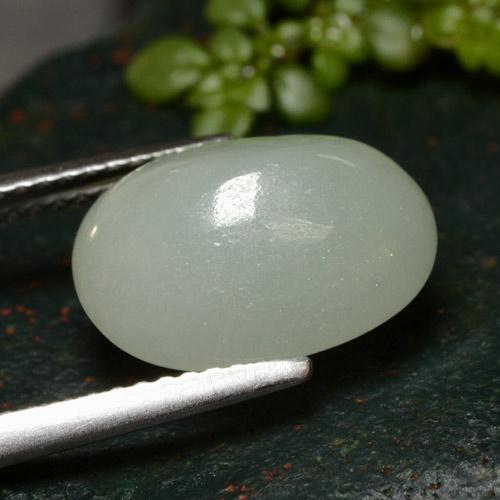 7.11캐럿 천연 녹빛 화이트 경옥, 타원형 컷, 13×10.1 mm, 투명한