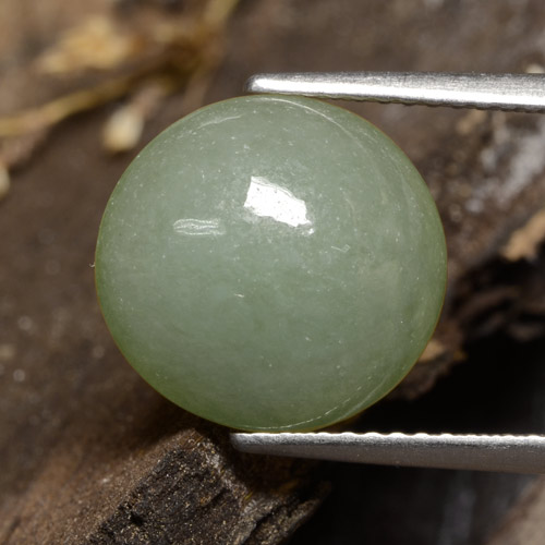 6.81캐럿 천연 회색빛이 도는 모스 그린 경옥, 타원형 컷, 12.3×11.8 mm, 투명한