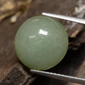 6.81캐럿 천연 회색빛이 도는 모스 그린 경옥, 타원형 컷, 12.3×11.8 mm, 투명한