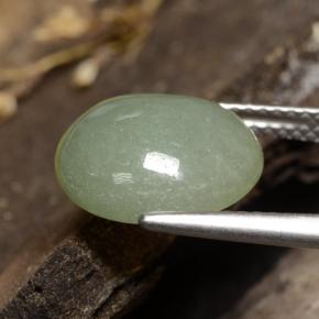 6.81캐럿 천연 회색빛이 도는 모스 그린 경옥, 타원형 컷, 12.3×11.8 mm, 투명한