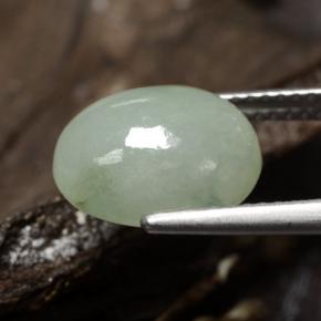 5.78캐럿 천연 회색 녹색 경옥, 타원형 컷, 11.6×9.5 mm, 투명한