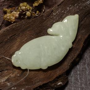 29.60캐럿 천연 미디엄 그린 경옥, 멋진 모양, 40×14.5 mm, 투명한