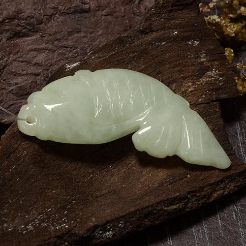 32.72캐럿 천연 회녹색 경옥, 멋진 모양, 39.8×15 mm, 투명한