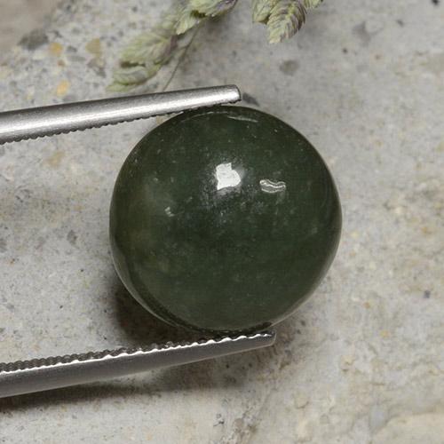 7.82캐럿 천연 딥 그린 경옥, 라운드 컷, 12.38 mm, 불투명체