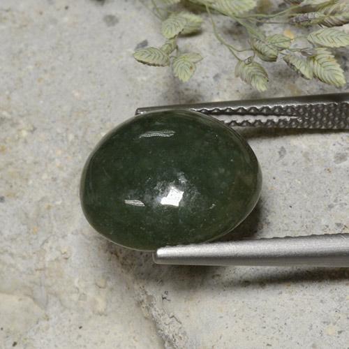 7.82캐럿 천연 딥 그린 경옥, 라운드 컷, 12.38 mm, 불투명체
