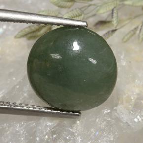 6.91캐럿 천연 미디엄 그린 경옥, 라운드 컷, 12.48 mm, 투명한