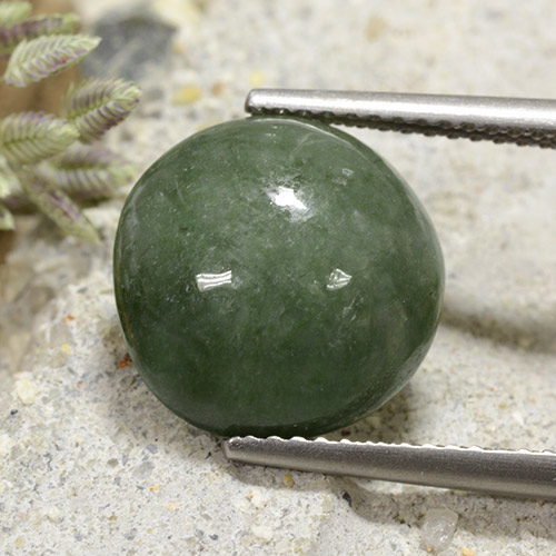 7.25캐럿 천연 그린 경옥, 라운드 컷, 12.16 mm, 불투명체