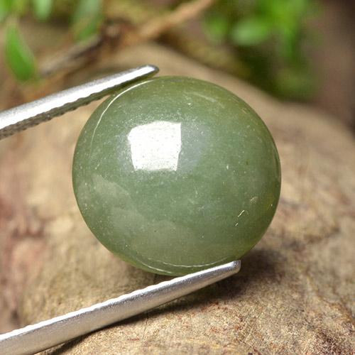 9.18캐럿 천연 회녹색 경옥, 라운드 컷, 12.89 mm, 투명한