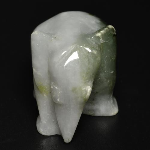 65.91캐럿 천연 여러 가지 빛깔의 녹색 경옥, 멋진 모양, 27.1×16.1 mm, 불투명체