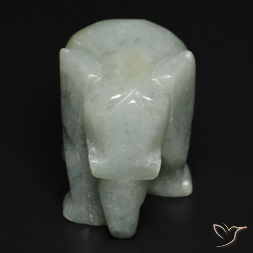 59.48캐럿 천연 회색 녹색 경옥, 멋진 모양, 24.7×14.8 mm, 불투명체