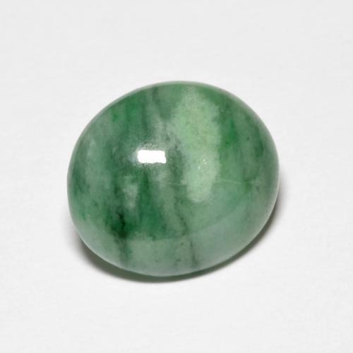 3.97캐럿 천연 모스 그린 경옥, 타원형 컷, 11.5×10 mm, 불투명체