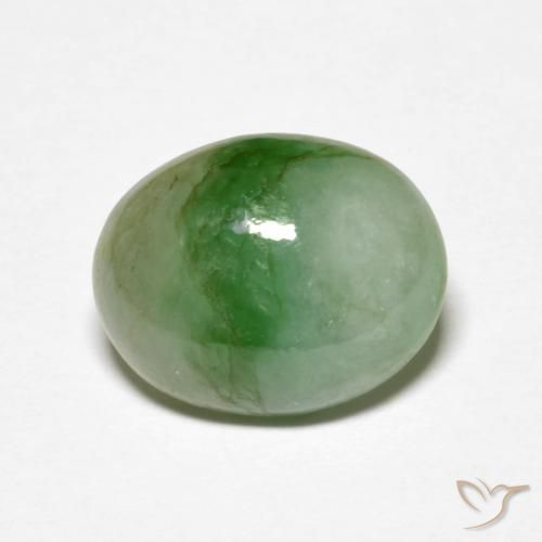 5.15캐럿 천연 세이지 그린 경옥, 타원형 컷, 12.6×10 mm, 불투명체