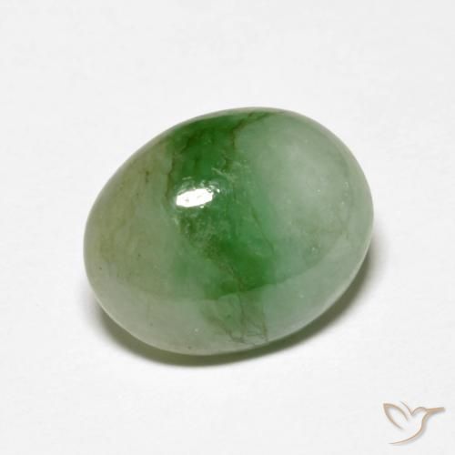 5.15캐럿 천연 세이지 그린 경옥, 타원형 컷, 12.6×10 mm, 불투명체