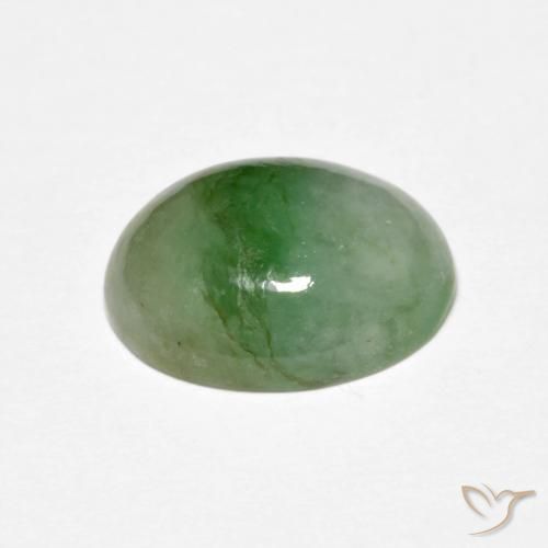 5.15캐럿 천연 세이지 그린 경옥, 타원형 컷, 12.6×10 mm, 불투명체