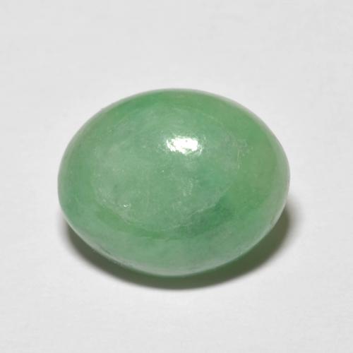 5.09캐럿 천연 흙빛 녹색 경옥, 타원형 컷, 12.5×10.2 mm, 불투명체