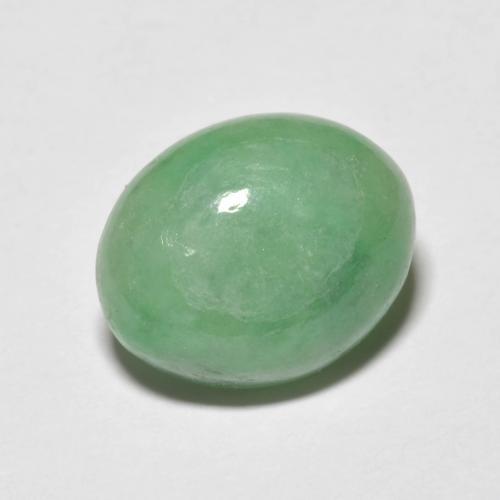 5.09캐럿 천연 흙빛 녹색 경옥, 타원형 컷, 12.5×10.2 mm, 불투명체