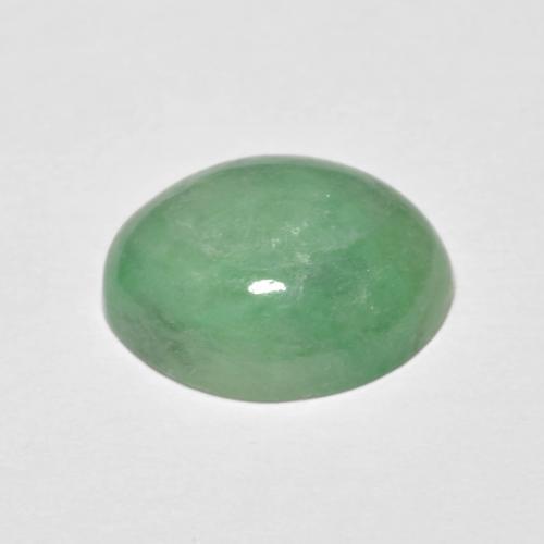 5.09캐럿 천연 흙빛 녹색 경옥, 타원형 컷, 12.5×10.2 mm, 불투명체