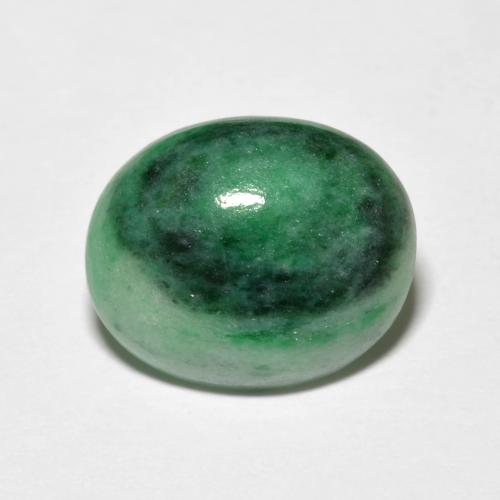 4.42캐럿 천연 Medium Dark-Green 경옥, 타원형 컷, 12.6×10.4 mm, 불투명체
