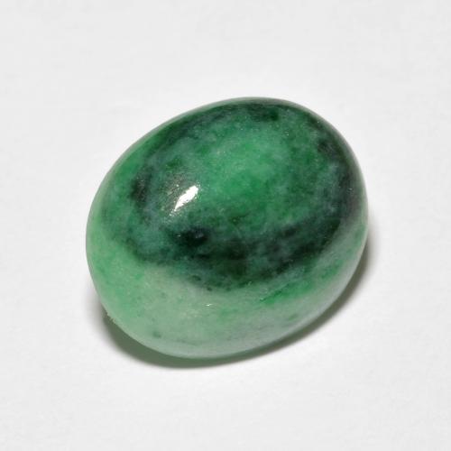 4.42캐럿 천연 Medium Dark-Green 경옥, 타원형 컷, 12.6×10.4 mm, 불투명체