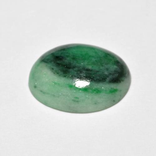 4.42캐럿 천연 Medium Dark-Green 경옥, 타원형 컷, 12.6×10.4 mm, 불투명체