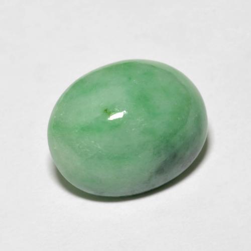 4.94캐럿 천연 라이트 그린 경옥, 타원형 컷, 12.4×10 mm, 불투명체