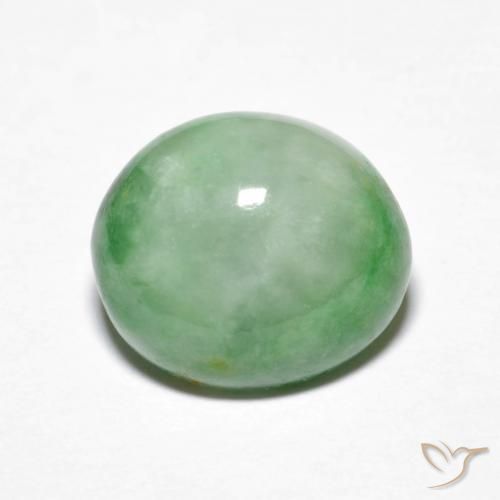 4.30ct 자연스러운 그린 화이트 비취, 타원형, 불투명체