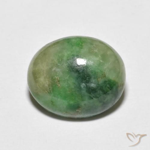 4.66ct 자연스러운 따뜻한 녹색 비취, 타원형, 불투명체