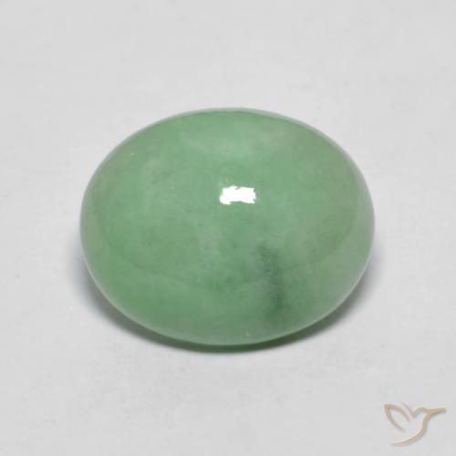 4.71ct 자연스러운 라이트 세이지 그린 비취, 타원형, 불투명체